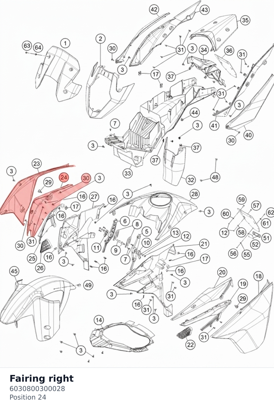 Diagram preview: Fairing right (6030800300028)