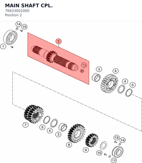 Diagram preview: MAIN SHAFT CPL. (76633001000)
