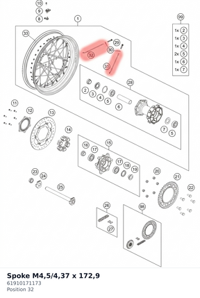 Diagram preview: Spoke M4,5/4,37 x 172,9 (61910171173)