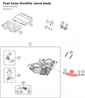 Diagram preview: Fuel hose throttle valve body (61707016050)