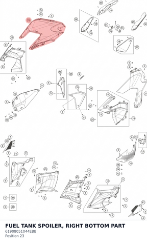 Diagram preview: FUEL TANK SPOILER, RIGHT BOTTOM PART (61908051044EBB)