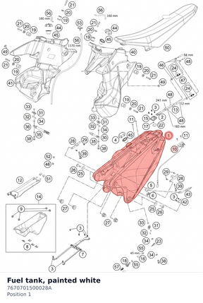 Diagram preview: Fuel tank, painted white (7670701500028A)
