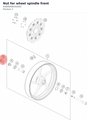 Diagram preview: Nut for wheel spindle front (A5600908102001)