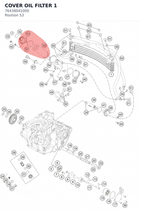 Diagram preview: COVER OIL FILTER 1 (76438041000)