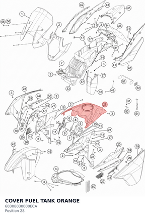 Diagram preview: COVER FUEL TANK ORANGE (60308030000ECA)