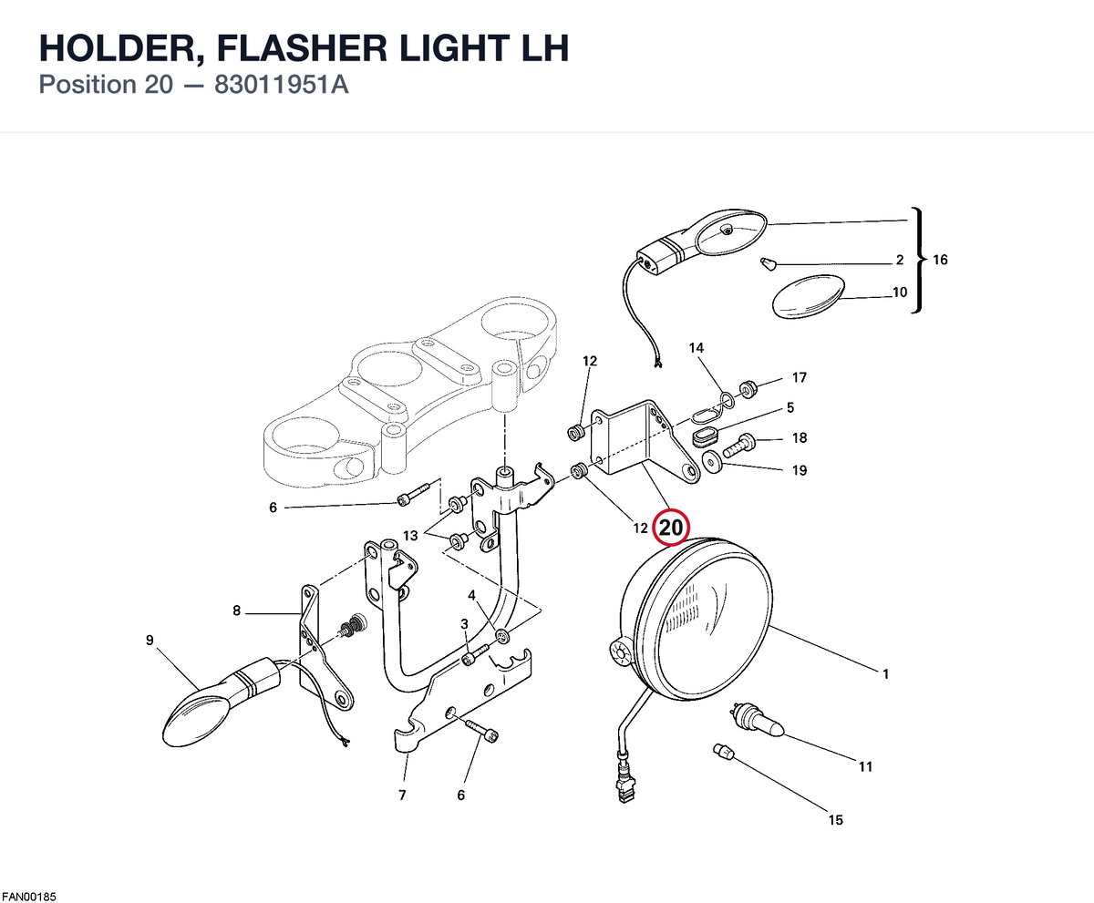 HOLDER, FLASHER LIGHT LH 83011951A diagram position