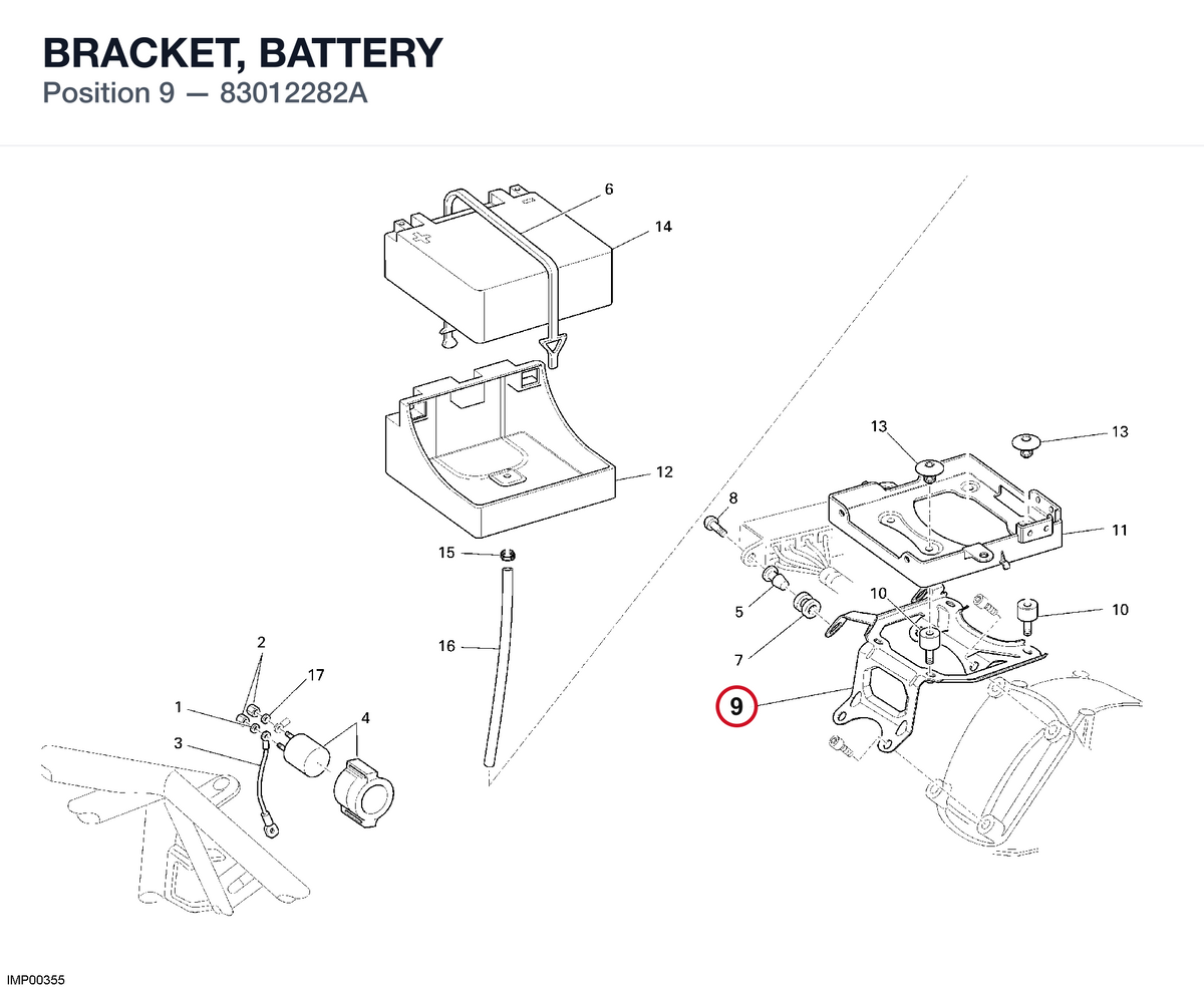 BRACKET, BATTERY 83012282A diagram position
