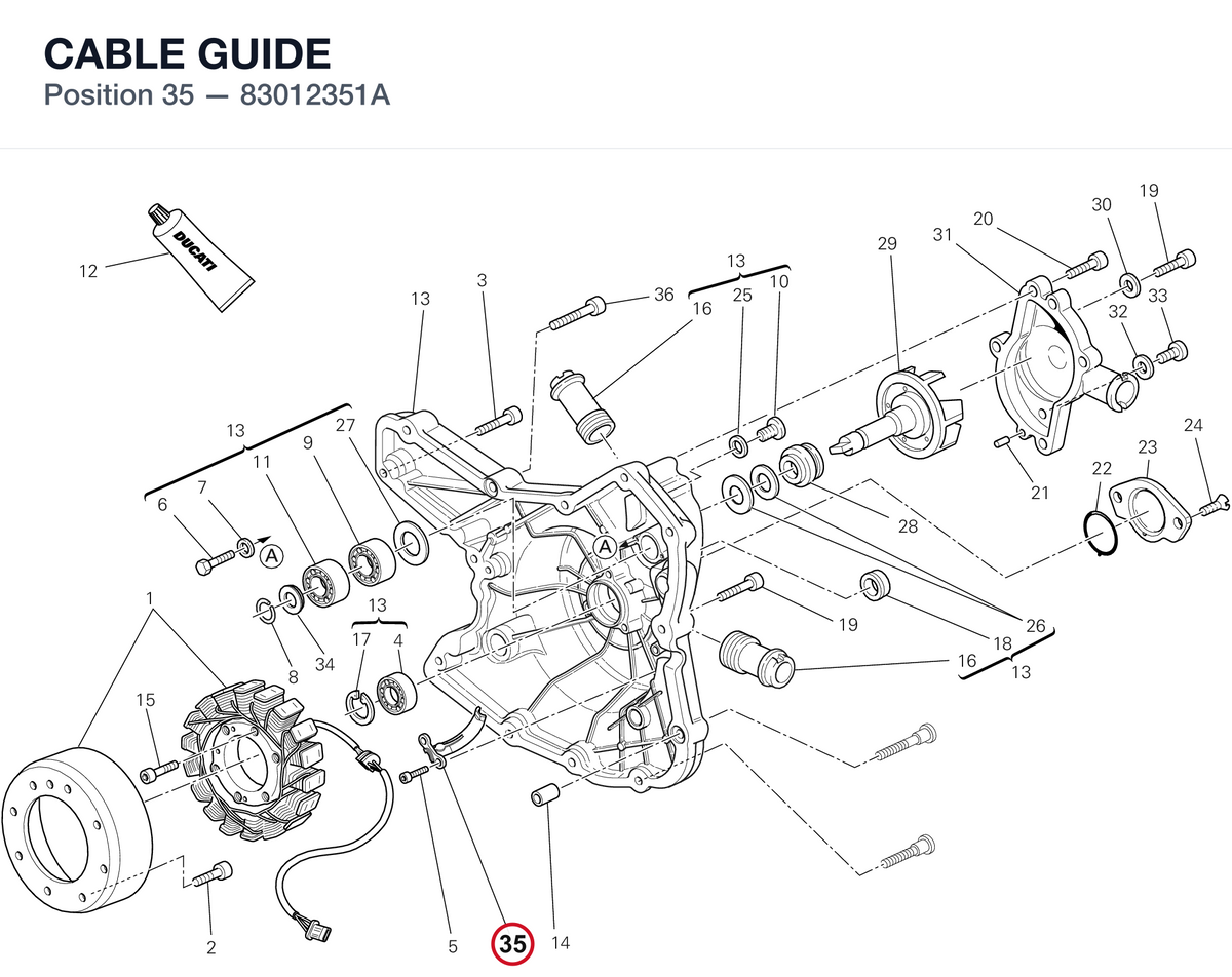 CABLE GUIDE 83012351A diagram position