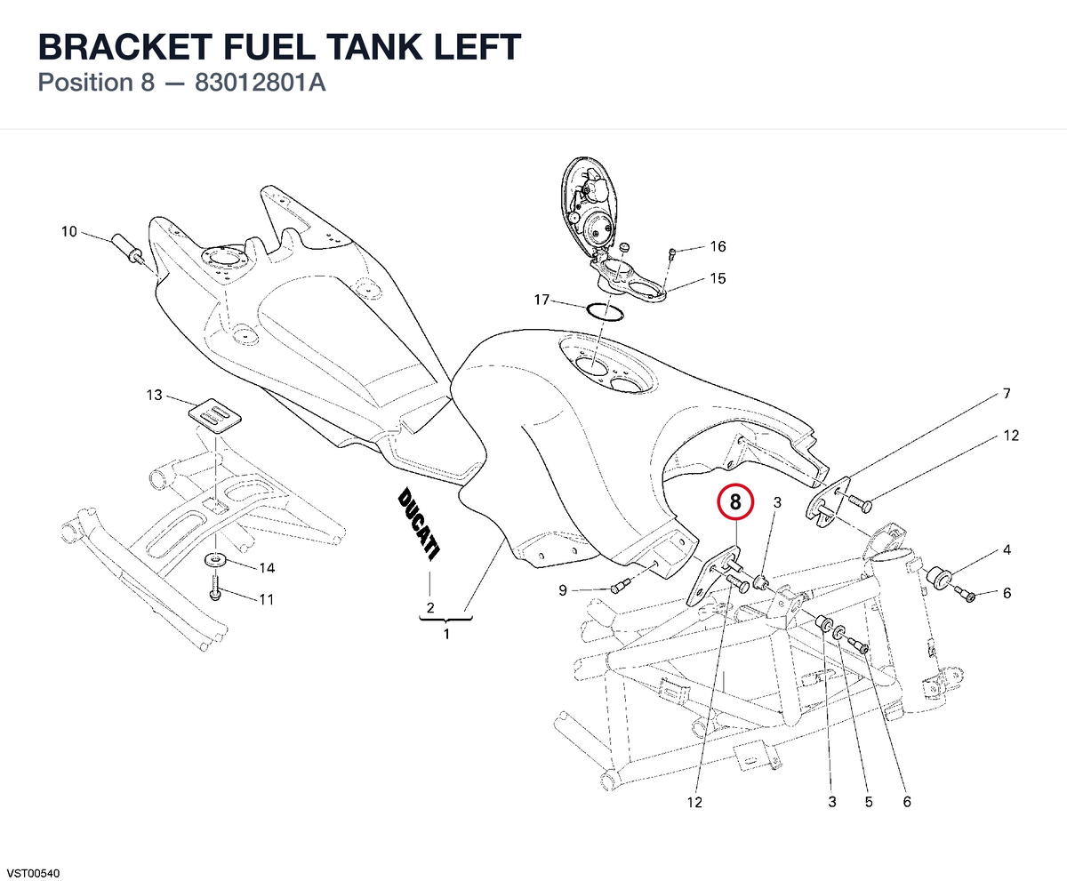 BRACKET FUEL TANK LEFT 83012801A diagram position