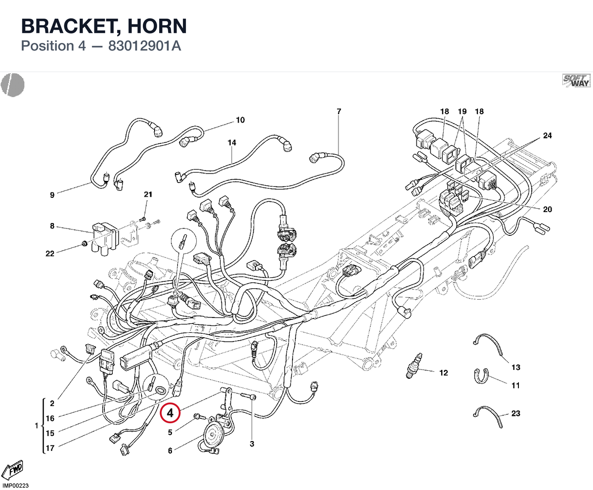 BRACKET, HORN 83012901A diagram position