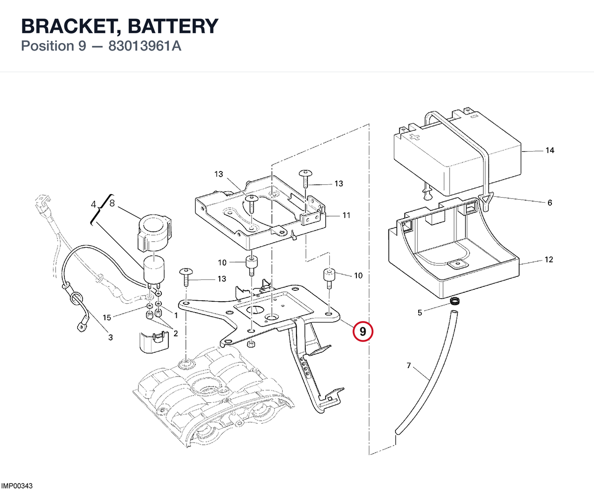 BRACKET, BATTERY 83013961A diagram position