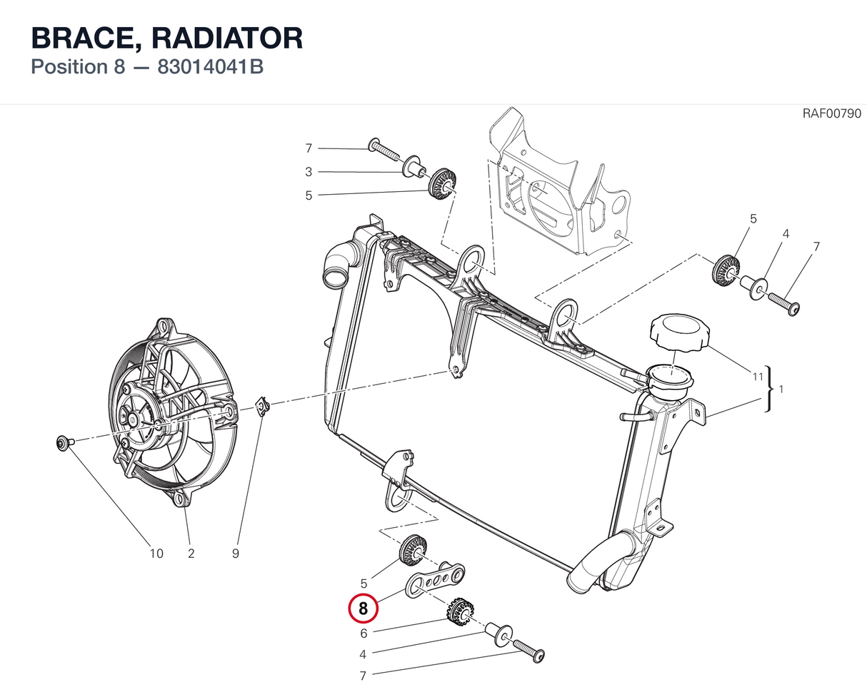 BRACE, RADIATOR 83014041B diagram position