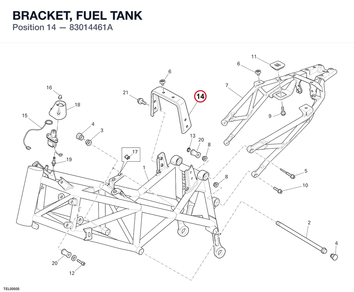 BRACKET, FUEL TANK 83014461A diagram position