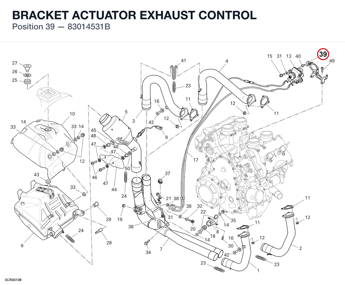 BRACKET ACTUATOR EXHAUST CONTROL 83014531B diagram position