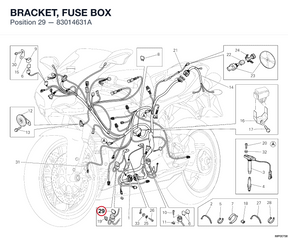 BRACKET, FUSE BOX 83014631A diagram position