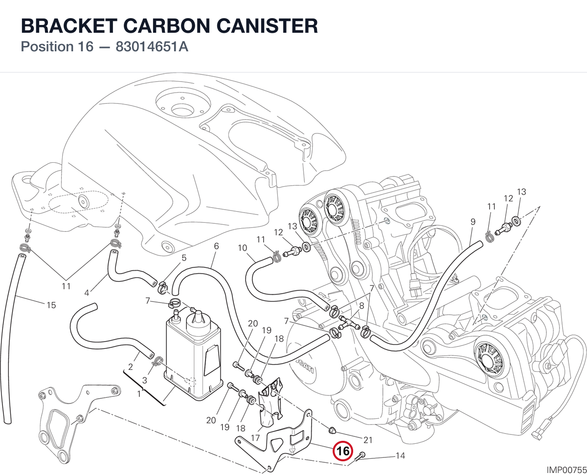 BRACKET CARBON CANISTER 83014651A diagram position