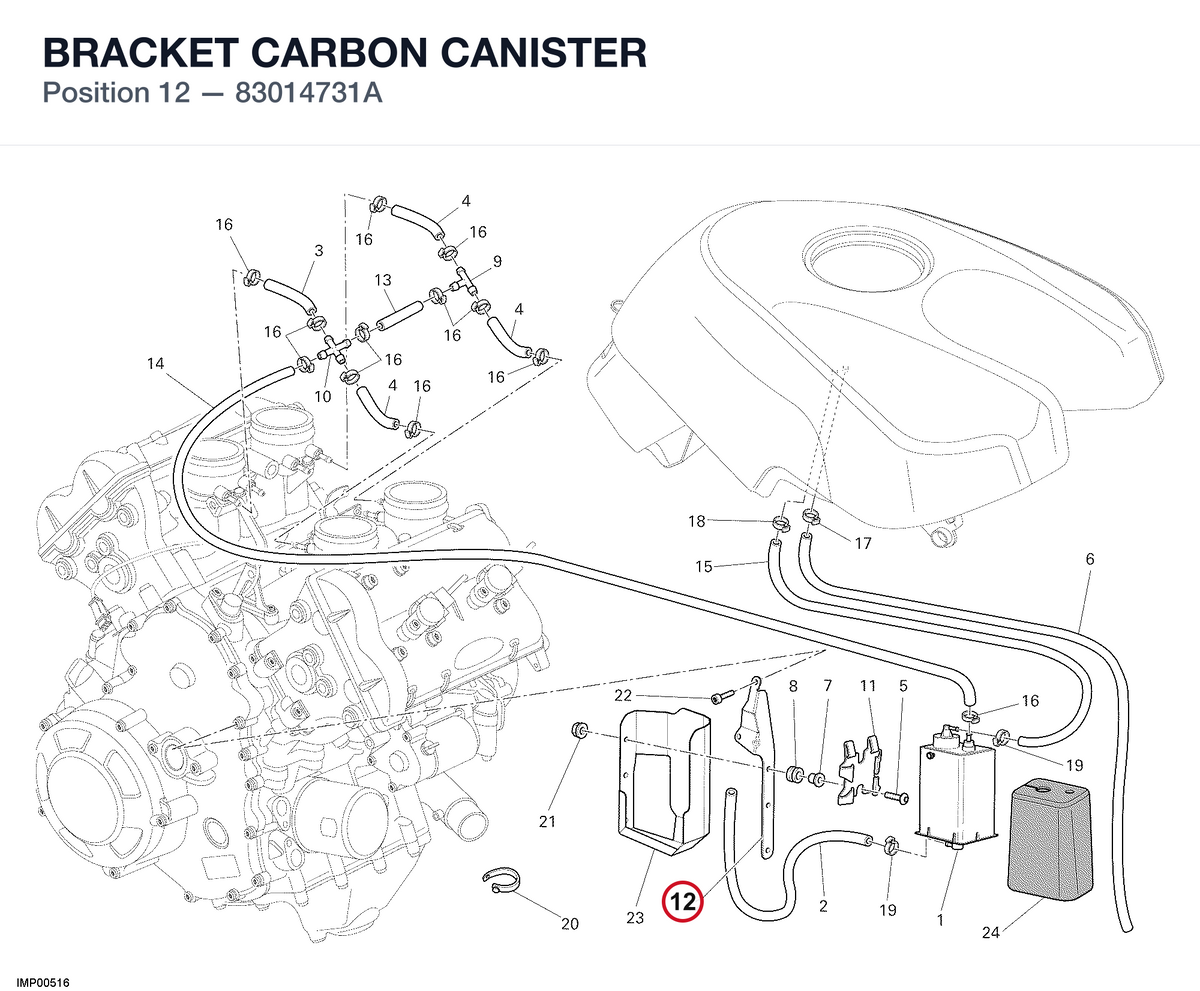 BRACKET CARBON CANISTER 83014731A diagram position
