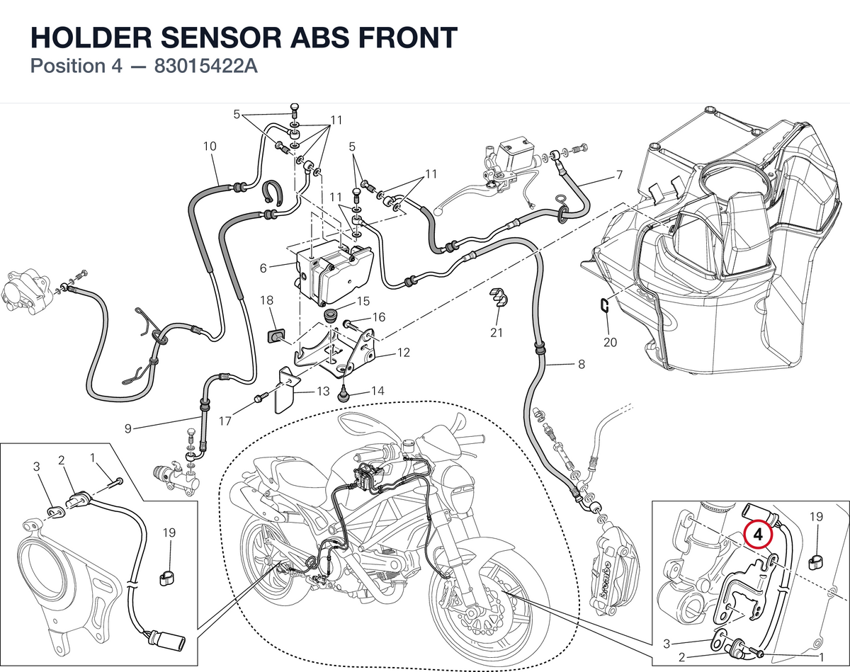 HOLDER SENSOR ABS FRONT 83015422A diagram position