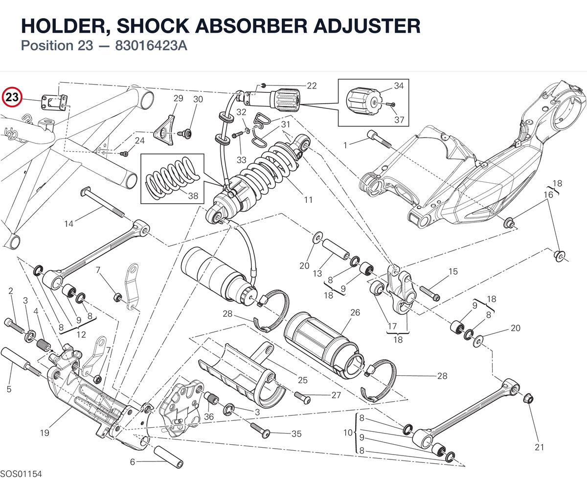 HOLDER, SHOCK ABSORBER ADJUSTER 83016423A diagram position