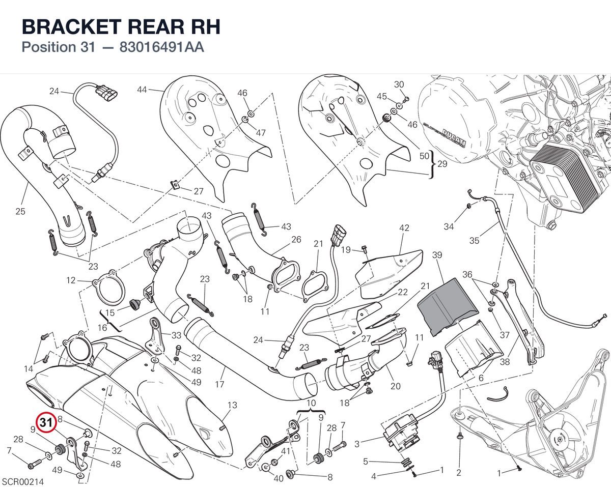 BRACKET REAR RH 83016491AA diagram position