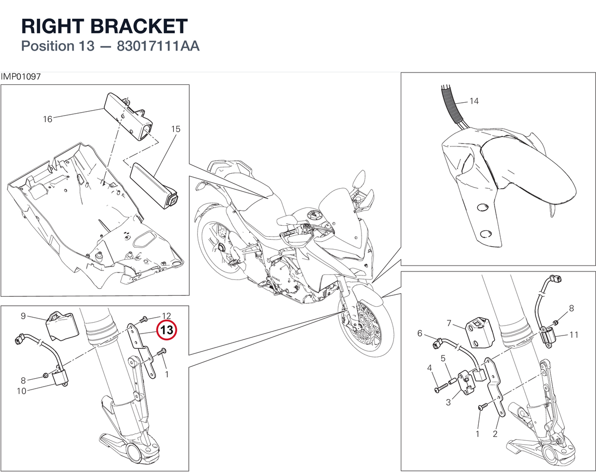 RIGHT BRACKET 83017111AA diagram position