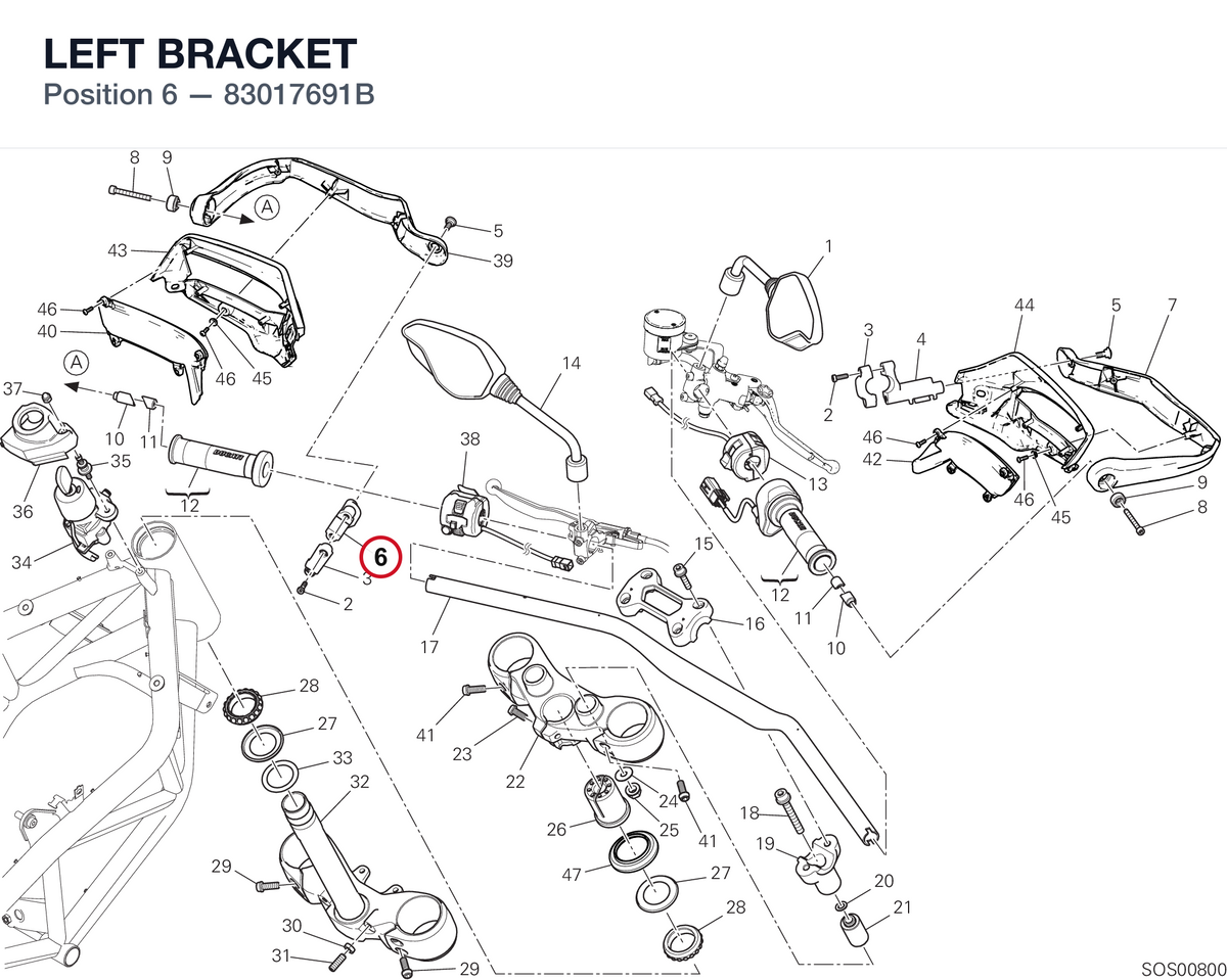 LEFT BRACKET 83017691B diagram position