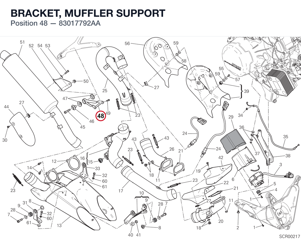 BRACKET, MUFFLER SUPPORT 83017792AA diagram position
