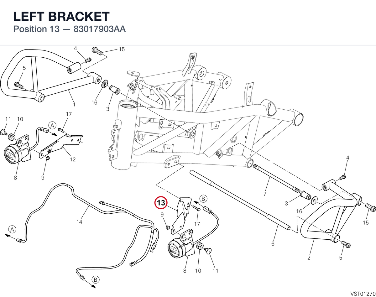 LEFT BRACKET 83017903AA diagram position
