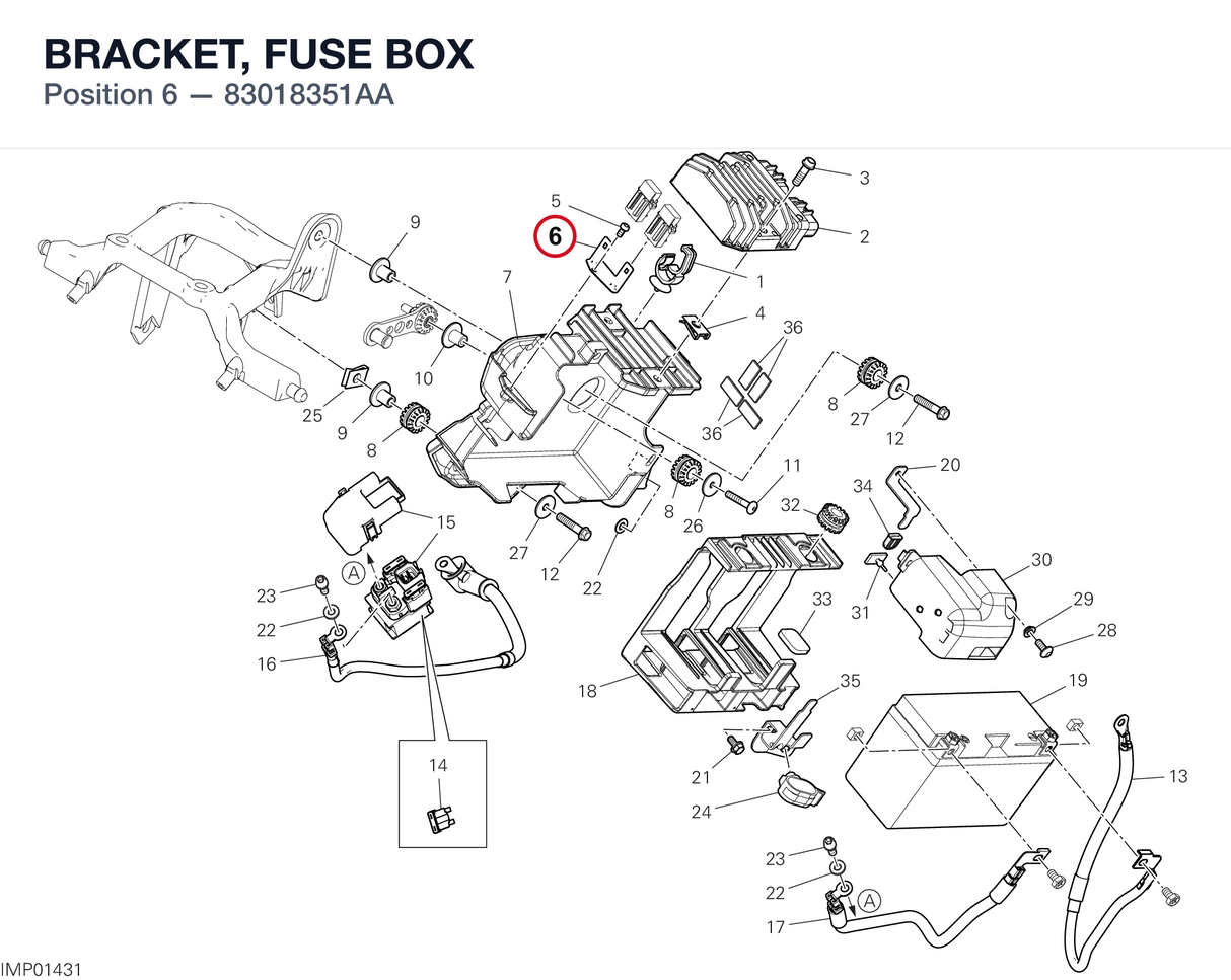 BRACKET, FUSE BOX 83018351AA diagram position