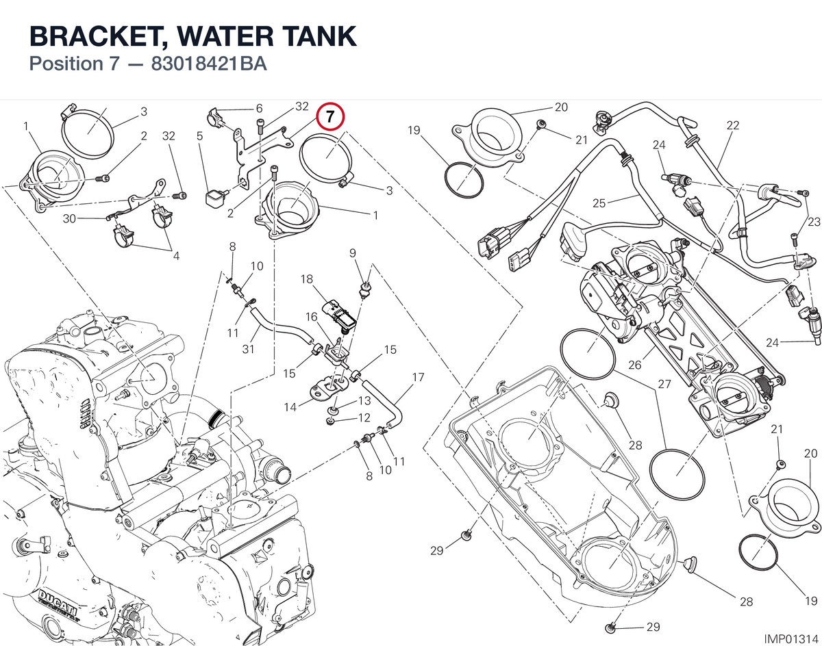 BRACKET, WATER TANK 83018421BA diagram position