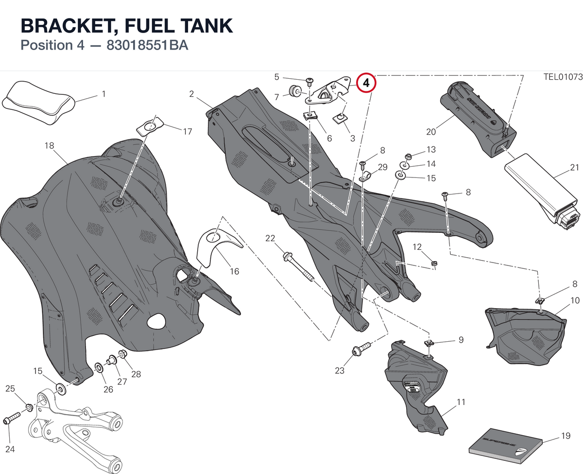 BRACKET, FUEL TANK 83018551BA diagram position