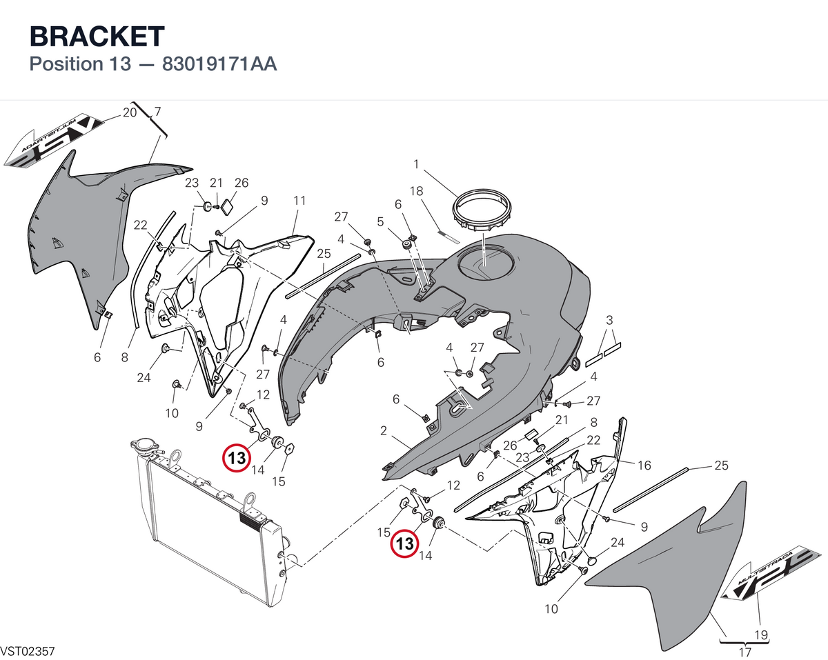 BRACKET 83019171AA diagram position
