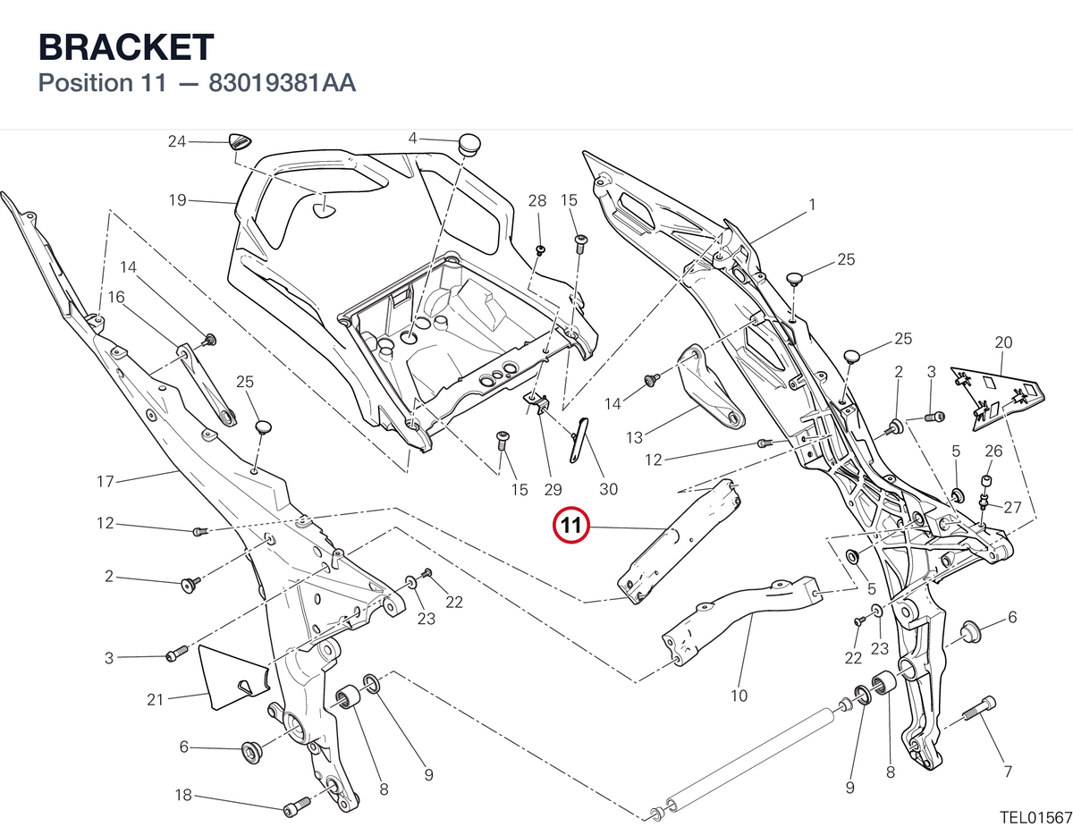 BRACKET 83019381AA diagram position