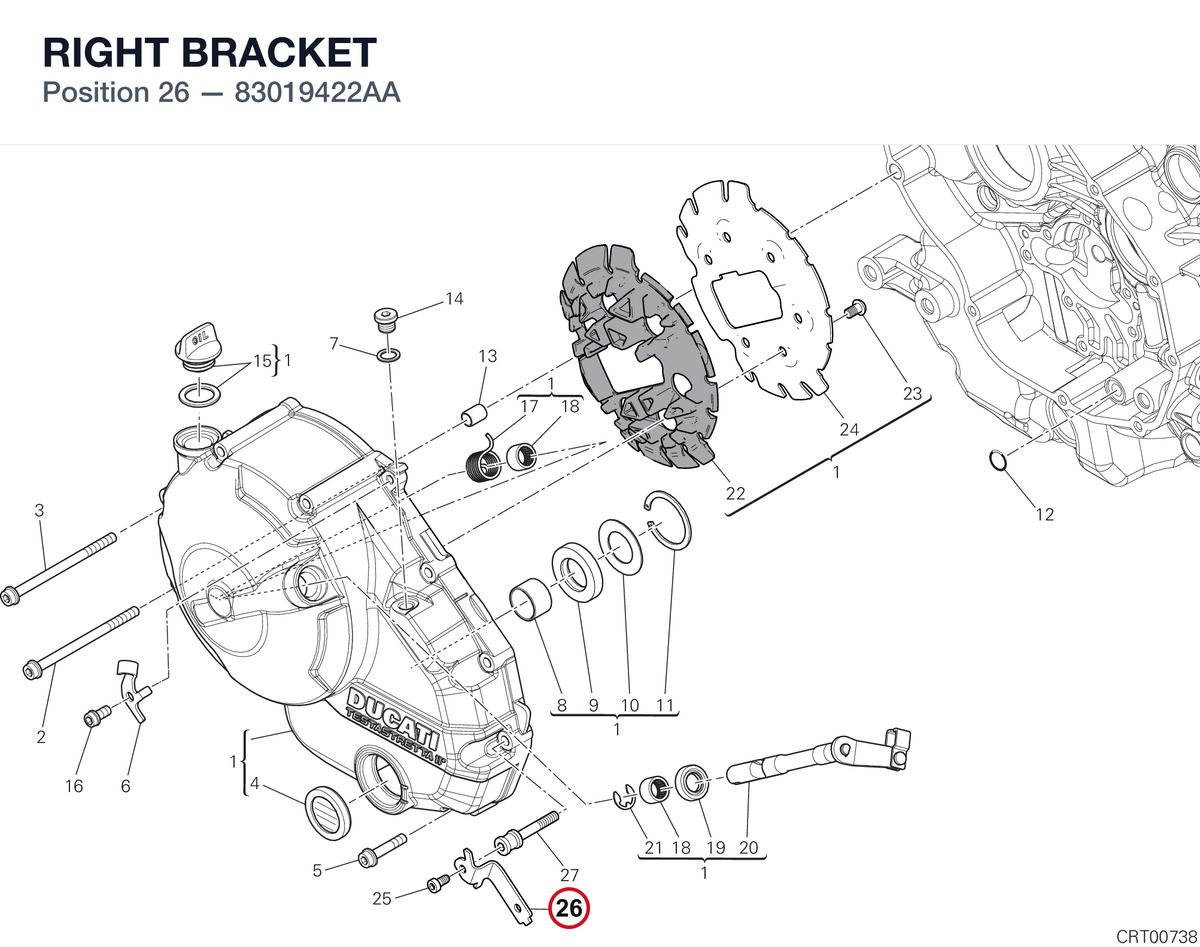 RIGHT BRACKET 83019422AA diagram position