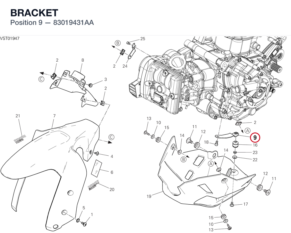 BRACKET 83019431AA diagram position