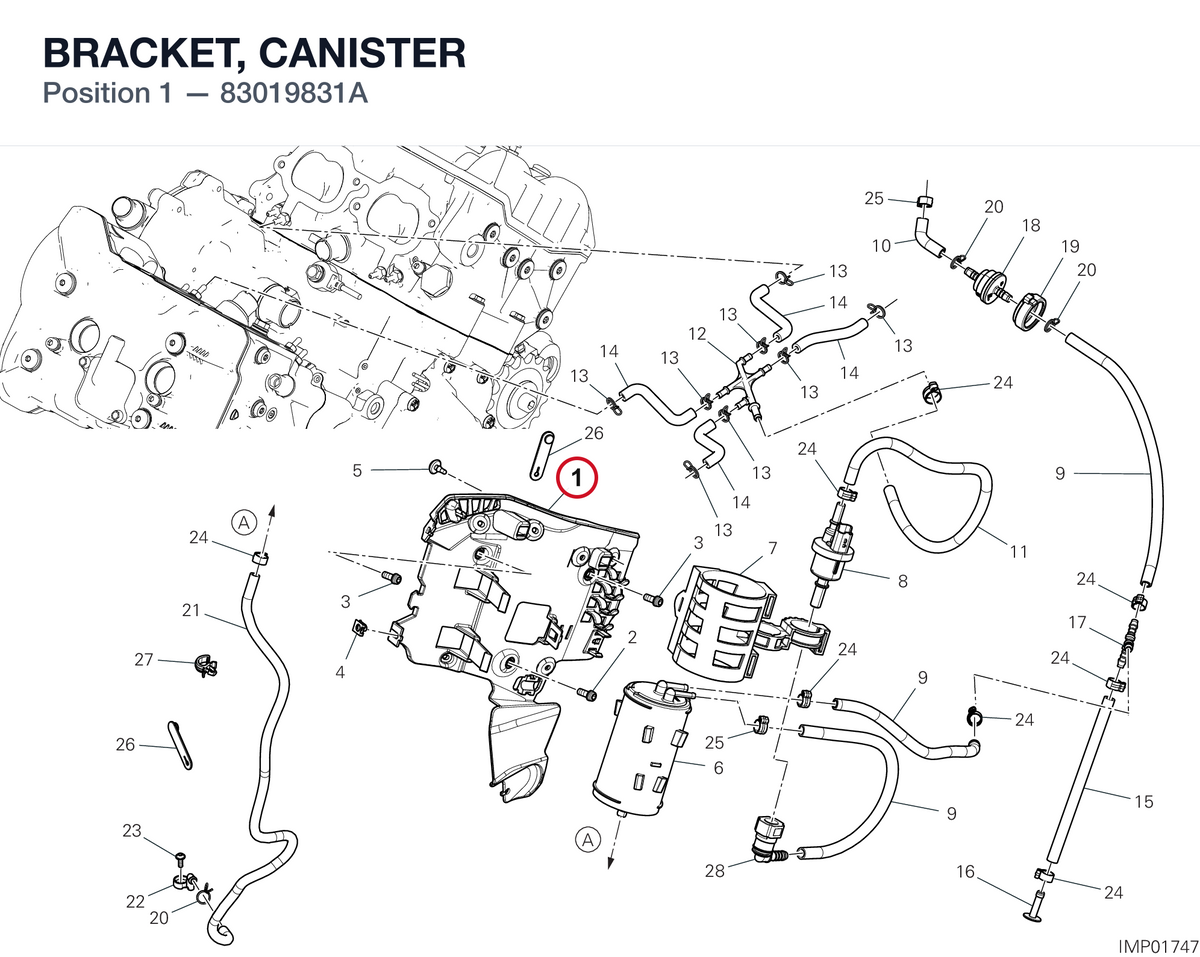 BRACKET, CANISTER 83019831A diagram position