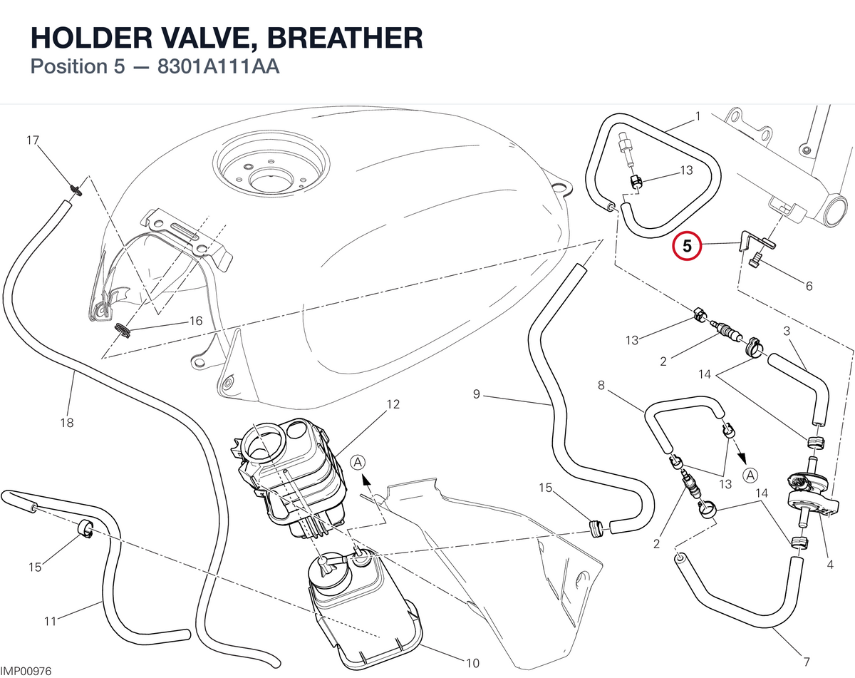 HOLDER VALVE, BREATHER 8301A111AA diagram position