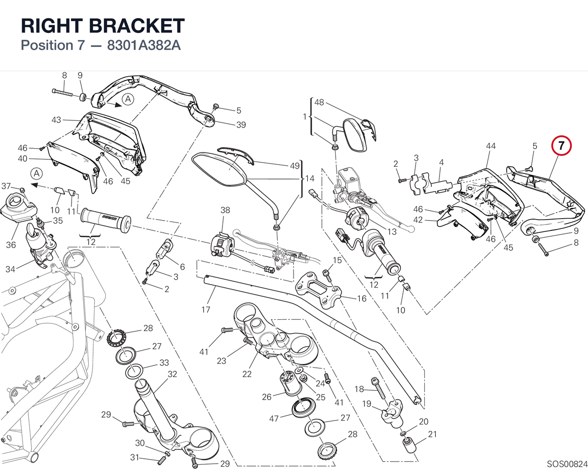 RIGHT BRACKET 8301A382A diagram position