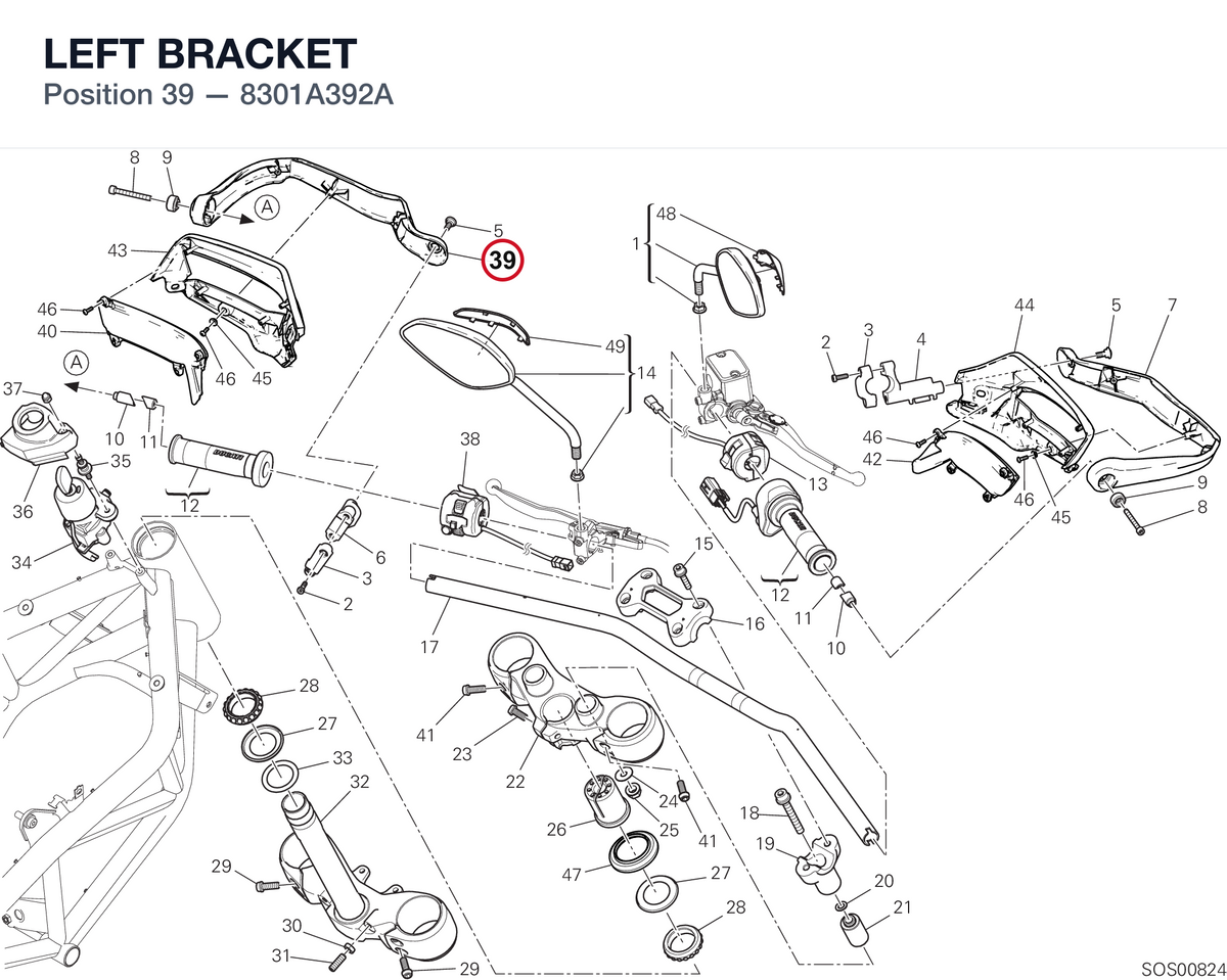 LEFT BRACKET 8301A392A diagram position