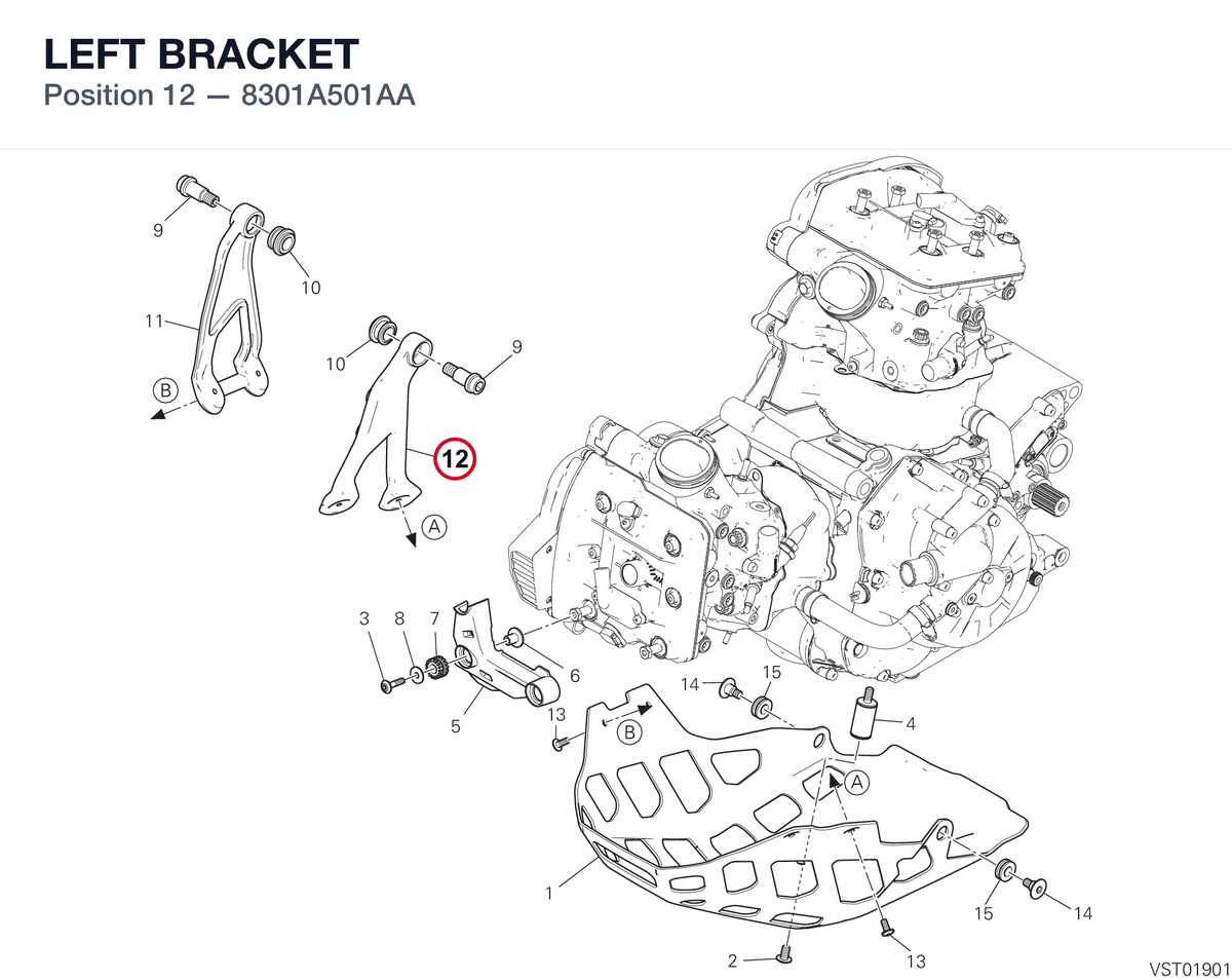 LEFT BRACKET 8301A501AA diagram position