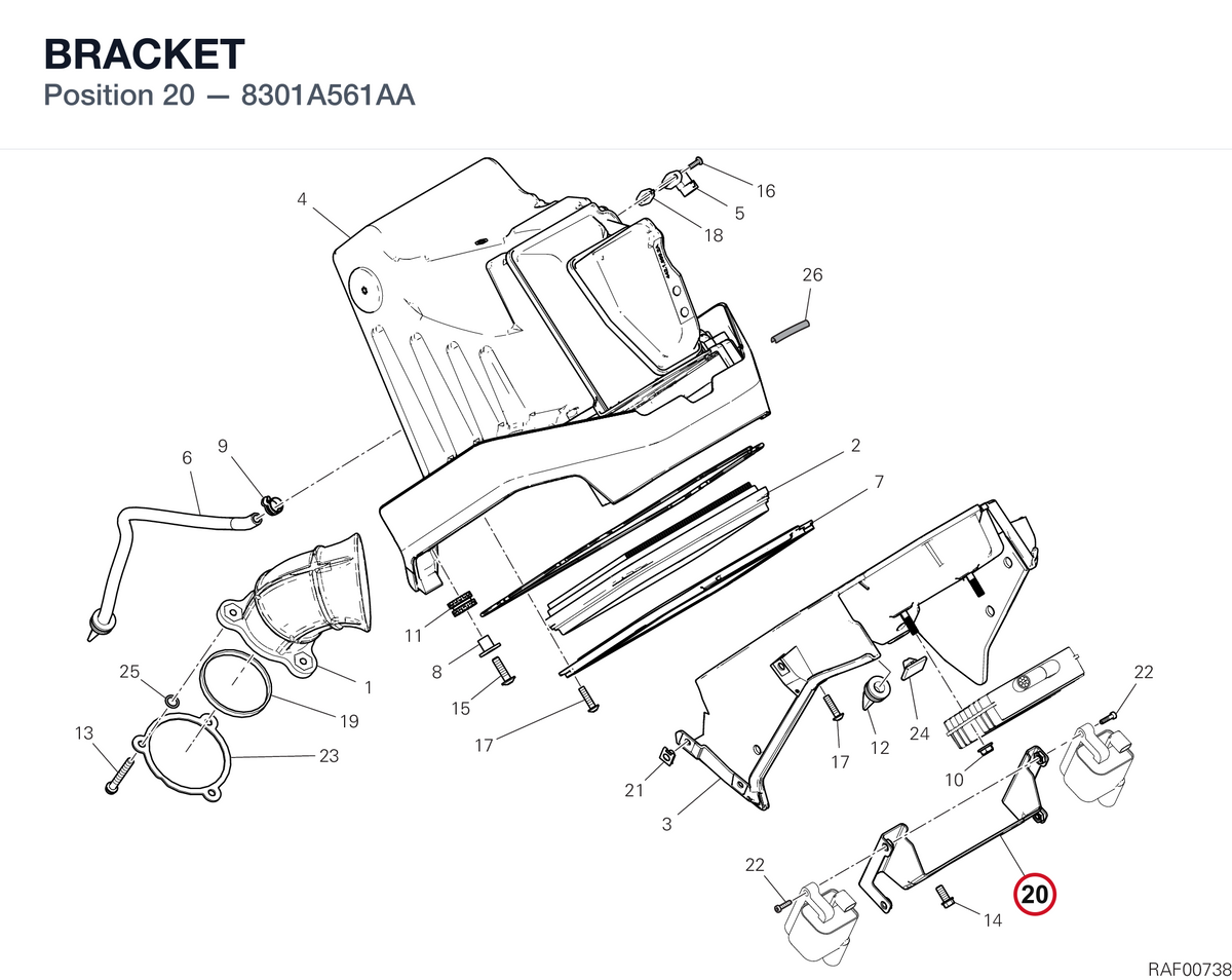 BRACKET 8301A561AA diagram position