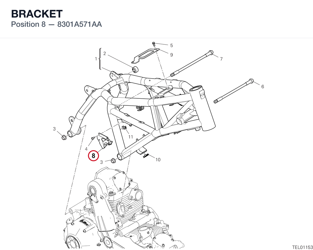 BRACKET 8301A571AA diagram position