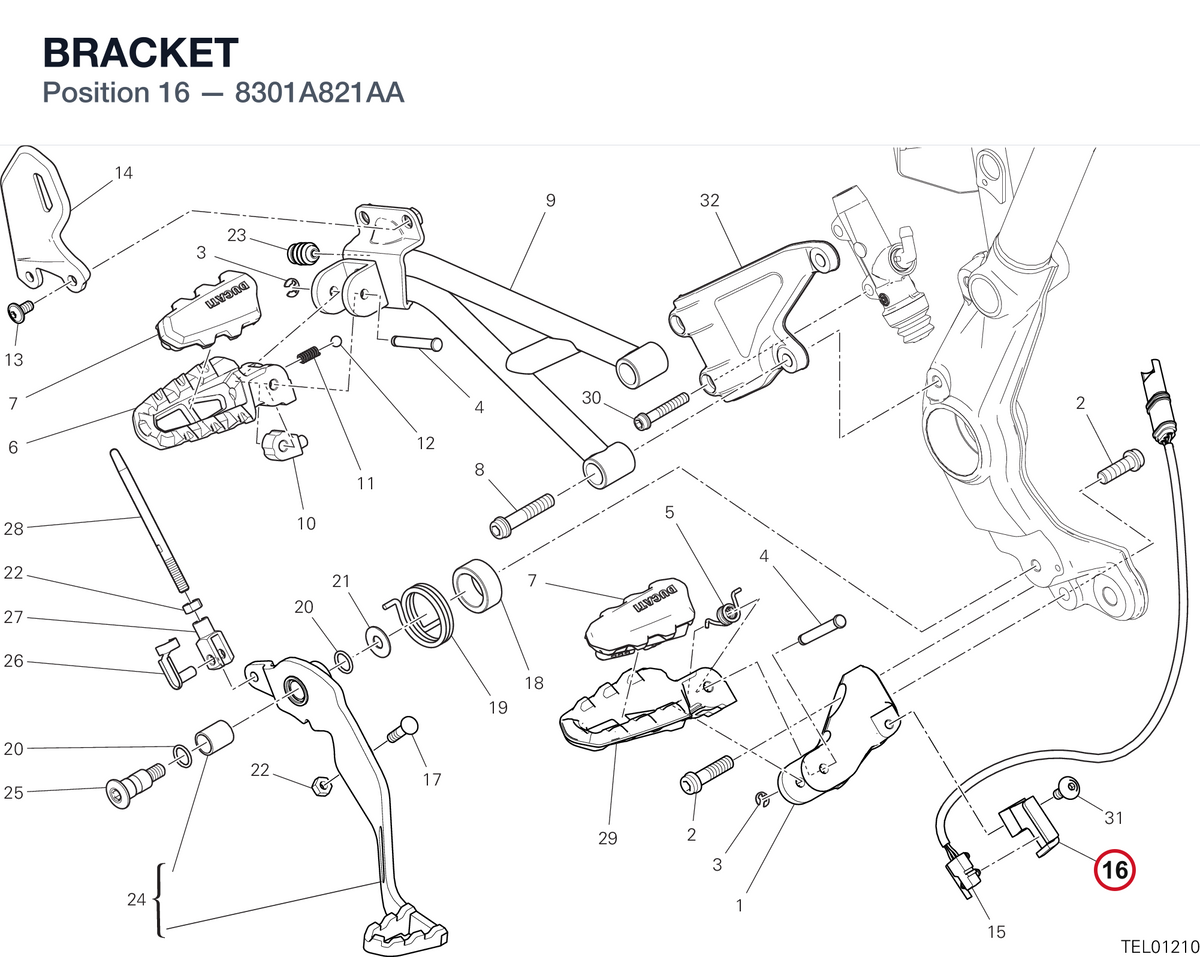 BRACKET 8301A821AA diagram position