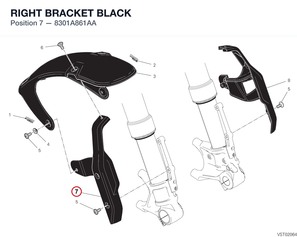 RIGHT BRACKET BLACK 8301A861AA diagram position