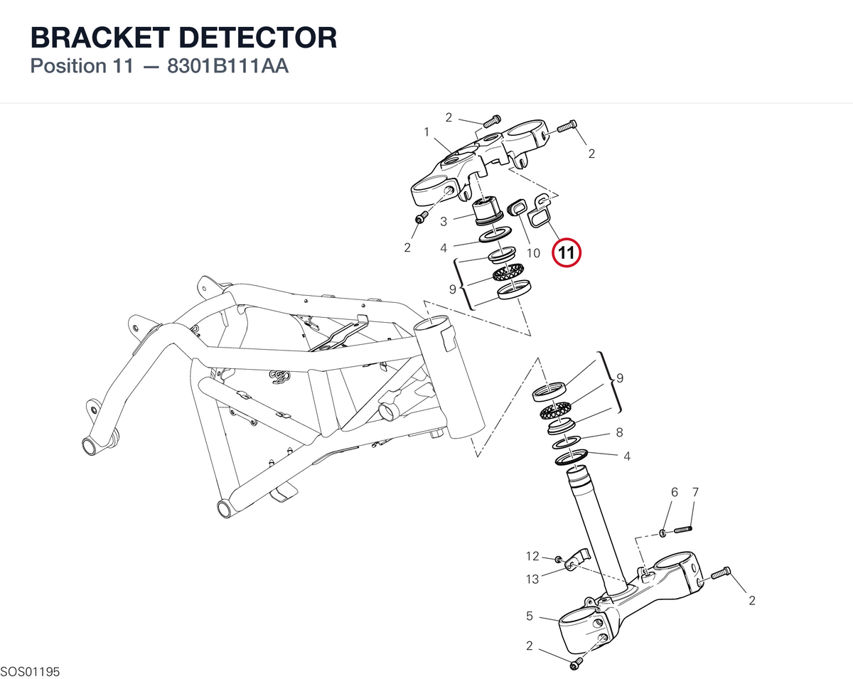 BRACKET DETECTOR 8301B111AA diagram position