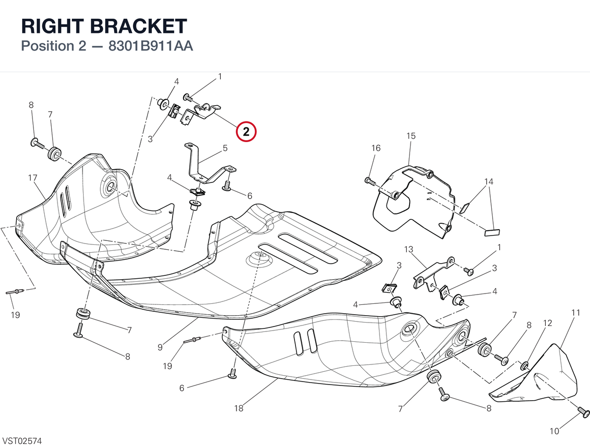 RIGHT BRACKET 8301B911AA diagram position