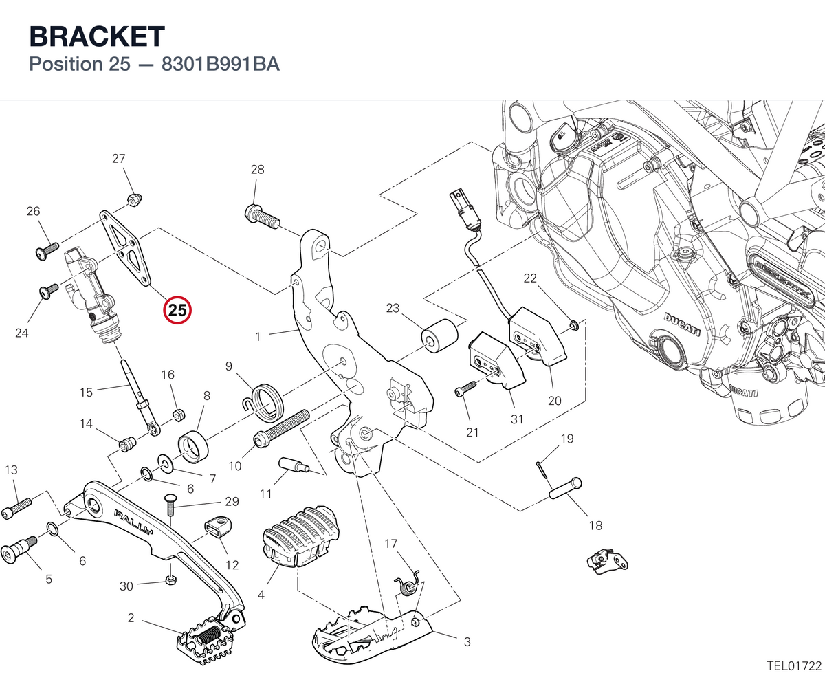 BRACKET 8301B991BA diagram position