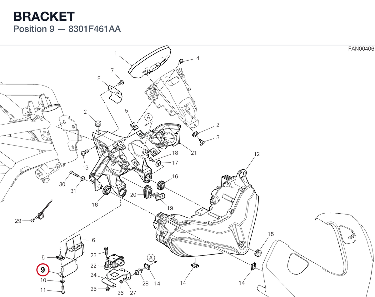 BRACKET 8301F461AA diagram position