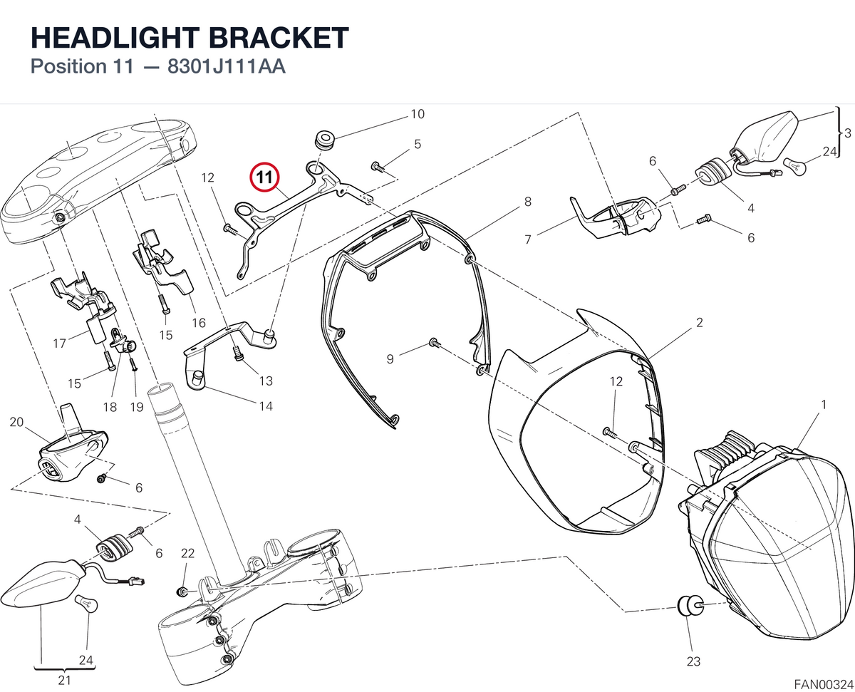 HEADLIGHT BRACKET 8301J111AA diagram position