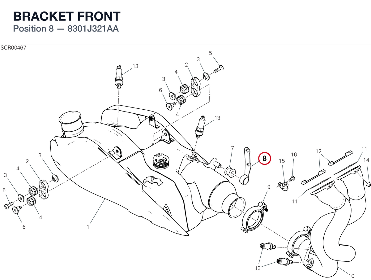 BRACKET FRONT 8301J321AA diagram position